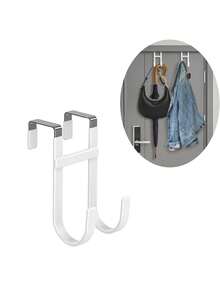 1 pièce Crochet par-dessus la porte, organisateur à double crochet robuste avec caoutchouc antidérapant pour serviettes, vêtements, chapeaux et sacs à utiliser dans la salle de bain, la chambre à coucher, la cuisine