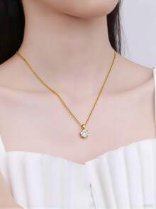 1 925 Silver 0.5ct 6 Claw Round Transparent Colorless Mosan Diamond Necklace, Suitable For Wedding Brides.