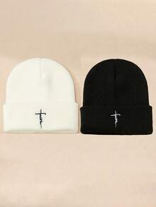 1 Stück Kinder Herbst/Winter Mode Buchstaben Stickerei Strickmütze, Unisex Baby warme Ohrenschutz Beanie, vielseitig für den täglichen Gebrauch