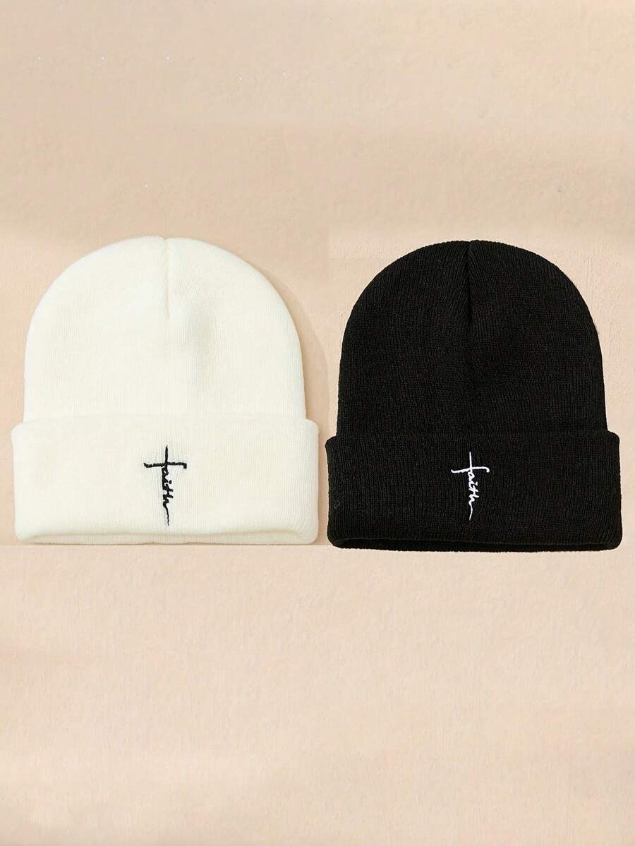 1 Stück Kinder Herbst/Winter Mode Buchstaben Stickerei Strickmütze, Unisex Baby warme Ohrenschutz Beanie, vielseitig für den täglichen Gebrauch