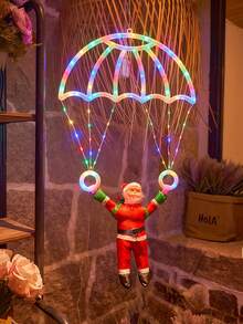 1 Pieza Luz de paracaídas de Papá Noel, Diseño creativo de paracaídas de Papá Noel, Alimentado por USB, Múltiples modos de iluminación, Adecuado para decoración de invierno y Navidad, Se puede usar para decoración de árbol de Navidad, sala de estar, dormitorio, comedor, decoración de vidrio y pared, decoración de escaparate de tienda, decoración de porche exterior, hermosa utilería para fotos - paracaídas - Ver 7
