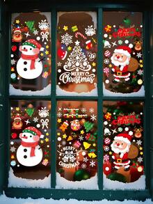 1 set autocolante de Crăciun pentru fereastră, autocolante detașabile statice pentru ferestre, decorațiuni de Crăciun pentru petreceri de sărbători în interior, decor pentru casă, decor pentru ferestre, decorațiuni de Crăciun, diverse stiluri