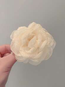1个女士10厘米纯色大网纱玫瑰花发夹，甜美优雅的校园风。适合派对、舞蹈、日常和度假装扮。波西米亚风情人节发爪夹，发夹，发卡，发夹，发卡，发夹，发饰，秋冬发饰，女士情人节礼物，夏季海滩度假必备 - 米色 - 查看 5