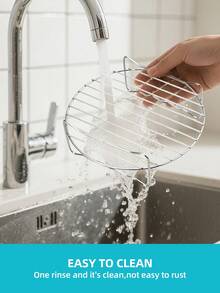 1pc Stainless Steel Layer Rack Steam Rack, Stainless Steel Air Fryer Rack, Stainless Steel Air Fryer Rack, Baking And Cooking Rack, For Air Fryers Versatile Toast Rack,Grill Steaming Rack With Barbecue Labels, With 4 Barbecue Labels, Which Can Be Reused And Washed By Dishwasher. - Silver - View 5