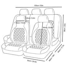 JDWBT Leather Car Seat Covers Full Set Universal, Fit For FIAT Panda, 500L, 500X, Tipo, Bravo, Linea, Stilo, Lancia Ypsilon, Adjustable Front Seats And Back, Automotive 5 Seat Covers All Season, Car Seat Protectors Airbag Compatible - 黑色 - 查看 8