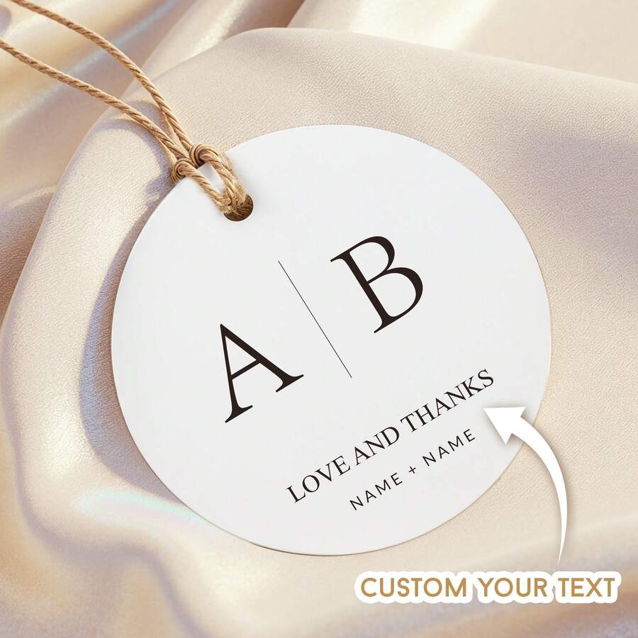 50pcs Custom Wedding Favor Tags, 4-8cm Double-Side Printed Round Personalized Gift Tags With Logo Or Picture, Colorful Printable Labels With Jute String, DIY Paper Tags Cards For Bottles, Clothing, Food Packing, Gift Cards For Party, Anniversary, Wedding, Business, Thank You Tags, Customized Hang Tags - tròn - Xem 1
