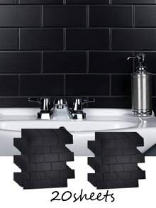 4/10/20 片装厨房防溅板 3D 亮面地铁砖自粘墙贴