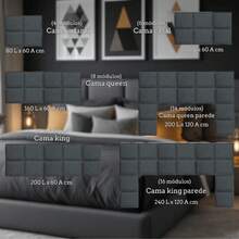 40x30 Modular Headboard Upholstered Premium Square Double Bed Box - IMMEDIATE SHIPPING - trắng - Xem 2