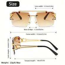 Retro Chic European & American Double Bridge Rimless Fashion Glasses, Unisex Fashion Metal Leopard Decor Contrast Color Elegant Vintage, Lightweight & Transparent, Suitable For All Seasons