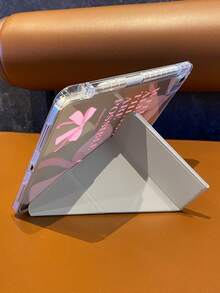 这款平板电脑保护套采用透明硬壳和磁吸折叠式前盖相结合的设计。它轻薄便携，时尚实用。设计以粉色蝴蝶结和经典英文经文“在神凡事皆有可能”为中心，传递积极的信念和力量。 - 彩色 - 查看 6