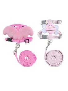 1 Set Pink Pet Leash, New Bee Design Anti-Pull Adjustable Walking Lead For Cats, Small Dogs, Outdoor Pet Supplies