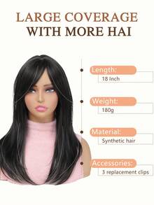 18 Inch Layered Synthetic Hair Topper For Women With Thinning Hair - Multicolor - View 4