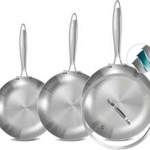 3-Piece Stainless Steel Frying Pan Set, Induction Cooktop & Oven Cookware - Multicolor - View 6