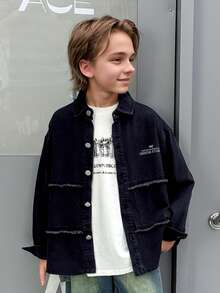 Camisa casual de corte holgado para niños y adolescentes, adecuada para uso diario, escuela y actividades al aire libre, otoño