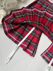 Teacher Cosplay Naughty Outfit See-Through Skirt Mesh Underwear Jk Uniform Playful Underwear Sexy Bra - Red and White - View 9