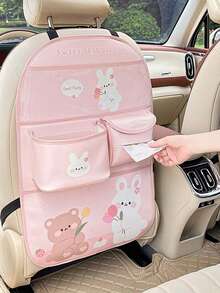 1 geantă de depozitare pentru spătarul scaunului auto, husă organizatoare auto suspendată cu design de ursuleț Tulip Rabbit - Spatar de depozitare - Vizualizare 4