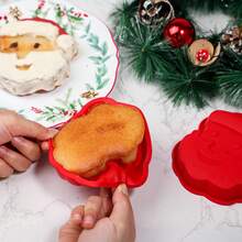 硅胶蛋糕模具，适用于圣诞节、圣诞老人形状的蛋糕饼干和圣诞布丁 - 彩色 - 查看 4