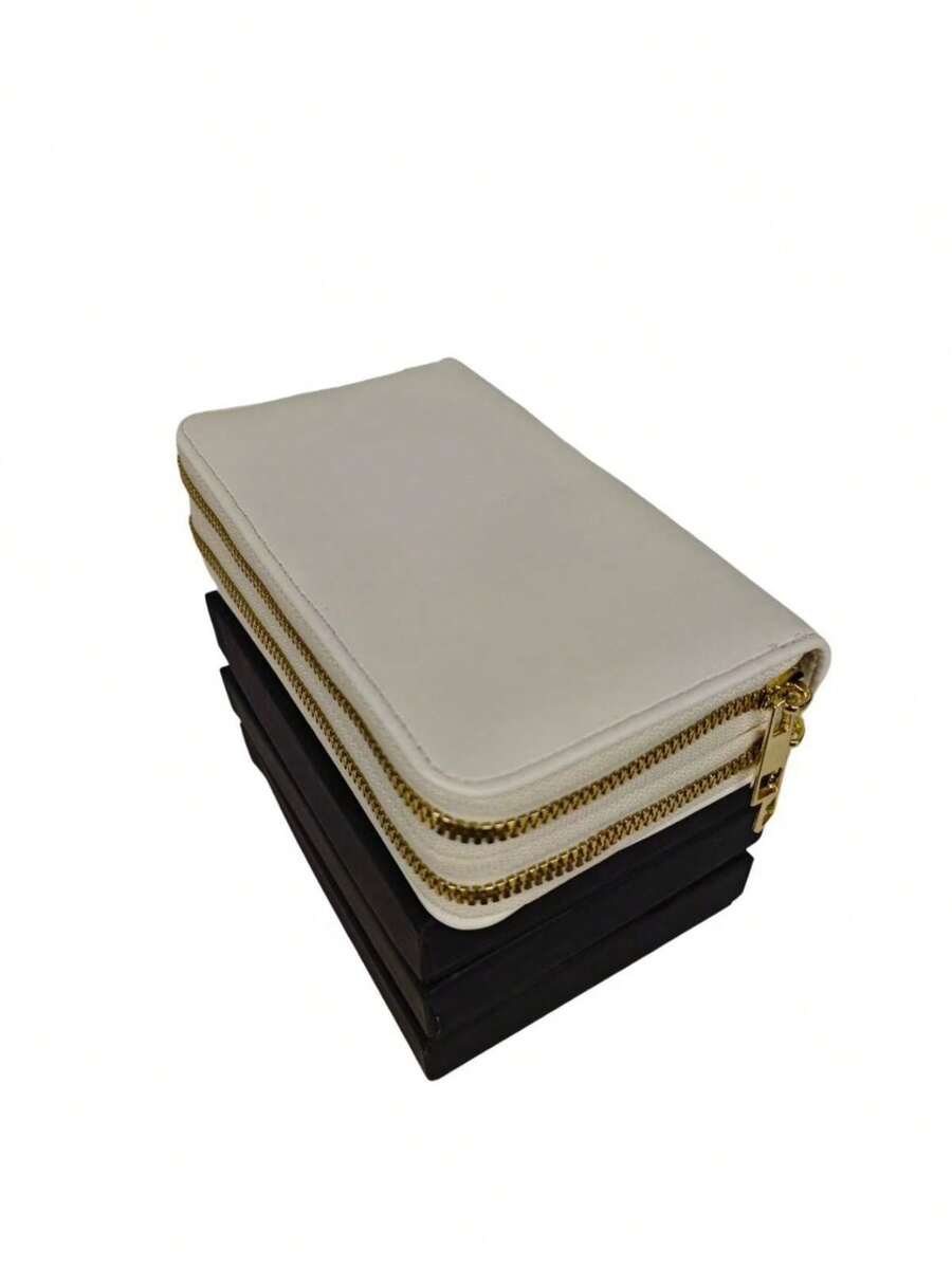 Women's Wallet With 2 Zippered Compartments, Hand Strap, Elegant Card Holder, Fashion Insurance, Assorted Logo Plate - 白色 - 查看 1