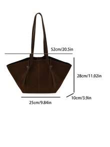 Bolso de hombro de mujer de estilo vintage, nueva colección Otoño/Invierno 2025, de gran capacidad para ir al trabajo, bolso de tela de piel de antílope de unicolor simple, con bolsa interior que se puede usar como monedero o bolsa de maquillaje, adecuado para uso diario, compras, vacaciones en el campo, etc. (Si hay algún olor, colóquelo en un lugar ventilado durante 1-3 días para disipar el olor del material) - Café - Ver 8