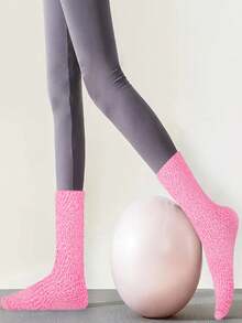 1 Pair Soft & Non-Slip Reading Socks, Unique Socks For Men & Women, Pink Crew Socks, Best Birthday Gift For Readers, Suitable For Autumn/Winter, Size: 35-42, Fall