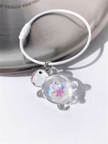 1pc Cartoon 3D Whale & Colorful Sequin Turtle Zinc Alloy Keychain, Couple Accessory, Ocean Theme Souvenir, Daily Decoration