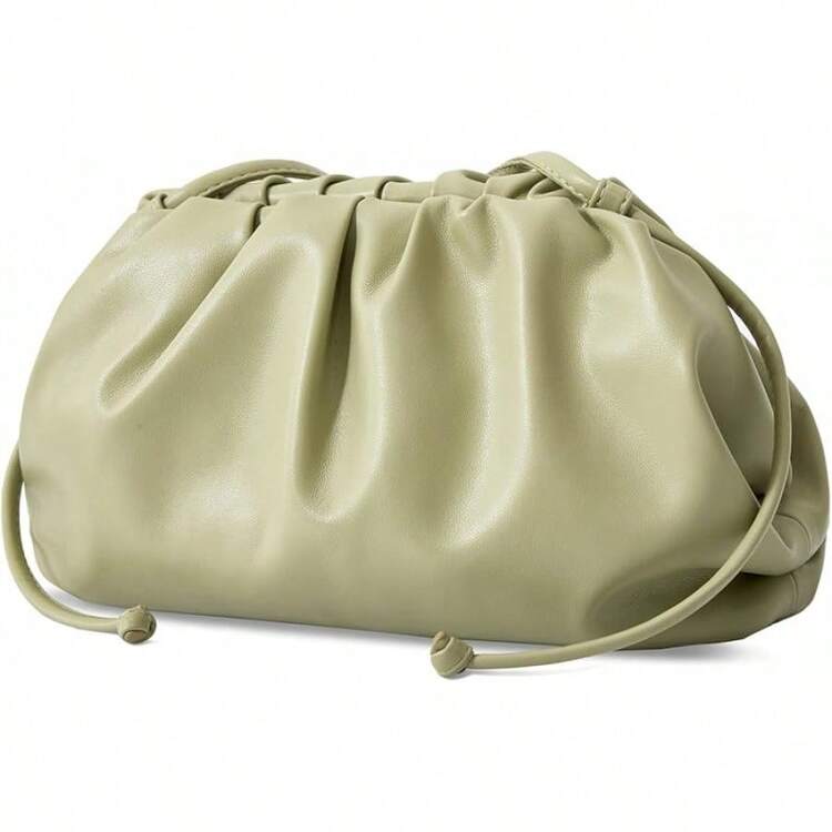 Dressy Pleated Vegan Leather Clutch Purse Soft Cloud Dumpling Clutch Bag Women PU Evening Purse Handbag - Xanh nhạt - Xem 1