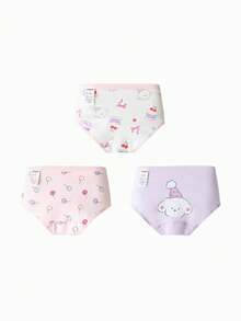 Balabala 3pcs/Pack Girls Triangle Panties, No Tightness - White and Red - View 2