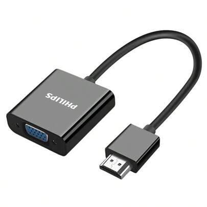 PHILIPS Konverter SWR1620B/93 HDMI till VGA-kabelkonverterare med ljudport HD-videoadapter adapter dator set-top-box anslutning projektions-TV-skärmkabel svart 15cm