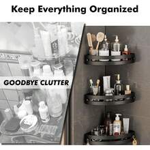 1 pieza/2 piezas/3 piezas Estante de ducha de esquina, Estante de almacenamiento de baño negro, de gran capacidad montado en la pared, sin necesidad de perforar, Estante de champú montado en la pared, Toallero de baño montado en la pared, Soporte triangular montado en la pared, Estante de almacenamiento de baño autoadhesivo, Estante de almacenamiento de ducha