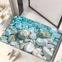 1pc Non-Slip Absorbent Machine Washable Polyester Mat -  Lake Scene With Stones & Blue-Green Waters, 100% Polyester Floor Mat For Bathroom, Bedroom, Living Room, Entrance, Bedroom Mat | Calming Decor Mat | Nonslip Backing - 其他 - 查看 2