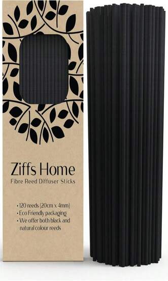 Ziffs Home? 120pcs Black Fibre Reed Diffuser Sticks - 20cm_787in X 4mm_016in - Thick Reeds Sticks - Fibre Reeds For Diffusers