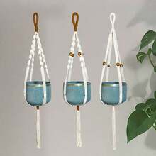 1 Stück Baumwollseil Blumentopf Netztasche, kreative hängende Blumentopf Netztasche, Wanddekoration hängende Korb Pflanzentasche, Heimdekoration Blumentopf hängende Netztasche, ohne Blumentopf