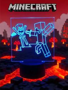 Minecraft Memorial Edition Collectible Series Minecraft Colorful Tone USB Combat Style Square Board, Rechargeable, Suitable For Bedroom Decoration And Relaxation Ornaments, Perfect For Sleep/Christmas And Birthday Gifts, Decorations For Computer Rooms For Teenagers And Adults, Theme Parties.