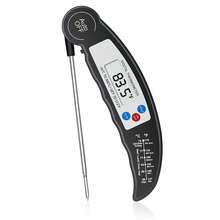 1pc Digital Folding Probe Thermometer With Stainless Steel Tip, Suitable For Kitchen, Grill, Baking And Dairy Food Temperature Measurement (Uses AAA Battery)