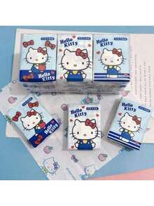Sanrio 9pcs Sanrio HelloKitty 9-Pack Co Branded Handkerchief Paper, KT Cat Printed Chiffon Paper, Portable Face Towel Paper, Perfect For Work, Spring/Summer Travel Vacation Sanrio For Hello Kitty Tissue - Cute Cartoon Printed Thick Tissue, Suitable For Students, Work, Travel, Spring/Summer Use, Accessories For Hello Kitty