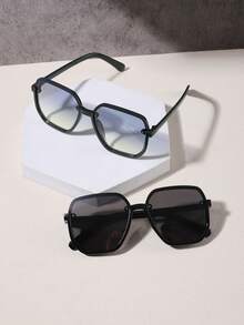 1 Pc Women Y2K Vintage Square Frame Green Full Frame Fashion Fashion Glasses, Suitable For Casual, Travel, Outings