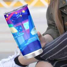 1pc 20 Oz Stainless Cup, Coffee Cups With Lids, Built To Last, Guaranteed, Water Bottle Insulated, Home Office Essential, Cosmic Cascade Chronicles