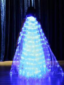 1pc Solid Color Shiny Polyester Belly Dance Wings Prop, Suitable For Easter, Christmas, Halloween, Wings, Butterfly Fairy Wings, Luminous Wings, Colorful Wings, Belly Dance Costume Performance Wings, Party Dance Wings, LED Light Wings - Multicolor - View 15