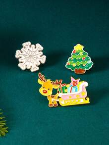 Bộ 3 món quà Giáng sinh hình ông già Noel hoạt hình, ghim cài áo huy hiệu phụ kiện trang trí cho quần áo, túi xách, khăn quàng cổ, phù hợp làm trang sức cho phụ nữ, trang phục hàng ngày và ngày lễ - Nhiều màu - Xem 13