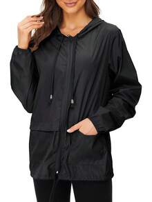 Packable Waterproof Lightweight Women's Rain Jackets With Hood Windbreaker - Z Mint Green - View 3