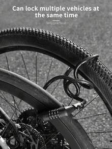 TOSUOD 4 位密码锁山地自行车钢缆 - 防盗耐用铝合金，适用于 MTB/公路自行车的便携式链条锁，黑色带白色文字，安全自行车锁，光滑的金属表面，坚固的结构品牌：TOSUOD