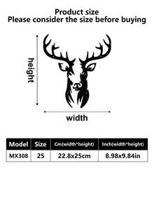 1 Stück rustikaler Stil Metall Hirschkopf Wandkunst - Schwarze Metall Hirschsilhouette, Wanddekoration für Innen- und Außenbereich, kreative Weihnachtsdekoration, Feiertags-Dekoration, geeignet für Büro, Wohnzimmer, Schlafzimmer, Terrasse, Küche, Garten Wandkunst Wanddekoration zum Aufhängen, ideales Geschenk
