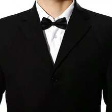 1pc Men's Bow Tie, Groomsman, Groom, Wedding Party Bow Tie (Random Placement Of Hidden Clasp On Side Or Center) - Black - View 2