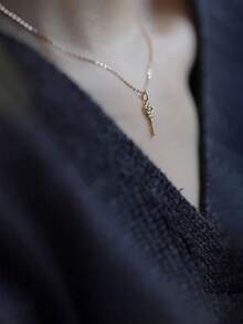 GAGAFEEL 1件S925纯银镀层优雅精致钥匙吊坠项链，女士珠宝礼品 - 金色 - 查看 9