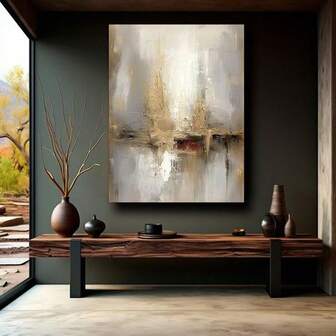 1pc, Abstract Canvas Wall Art, 100% Hand Drawn, Contemporary Style, Thick Textures, Frameless, Fashionable European & American, High-End Aesthetic, Large Murals For Living Room, Bedroom, Study, ABS Material, Ideal Home Decor Gift