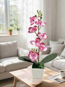 4pcs/1PC Simulation Plant Flowers Fake Hua Hudie Orchid Potted Bonsai, Wedding Shooting Green Props Living Room Decoration Plastic Flower Potted Ornaments, Holiday Decorations, Christmas Decorations.