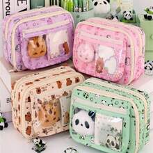 1 pieza Nuevo estuche de papelería con diseño de Panda de gran capacidad y varios compartimentos, elegante caja de lápices con estilo de dibujos animados para niñas y niños, útiles escolares de alta calidad, ideal para viajes, maleta, bolsa de viaje, artículos de viaje esenciales, artículos de vacaciones, cajas de almacenamiento de papelería, portalápices de colores, bolsa organizadora de viaje, bolsa de maquillaje, bolígrafos, bolígrafo, papelería, estuche de lápices, bolsa de lápices, escuela, estuche de lápices grande, equipo de oficina, artículos para la escuela, papel de notas, decoración Kawaii, vuelta al colegio - Multicolor - Ver 2