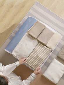 1pc Waterproof And Moisture-Proof Comfortable Storage Bag, Large Capacity Transparent Window, Suitable For Mobile, Packaging, Dormitory, And Sheet Storage Decorations Decor Festival Decor Room Decor Home Decor Decor Bedroom Decor Bedroom,Organizer,Organizer,Home Storage Closet Organization And Storage Clothes Organizer