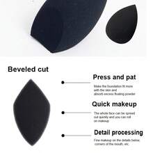 2 pièces Éponge de beauté noire - sans latex, mélangeur de maquillage réutilisable pour un teint parfait, contour et surbrillance, maquillage, bon marché, décoration de chambre, coiffeuse, voyage, chambre à coucher, accessoires de maquillage, tampon, mélangeur de maquillage, tampon de poudre, éponge de maquillage