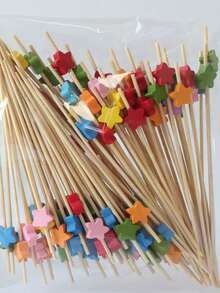 100 szt. patyczków owocowych, patyczki bambusowe, patyczki kwiatowe, widelce do owoców, kreatywne wykałaczki artystyczne, dekoracyjne patyczki bambusowe, widelce do burgerów, odpowiednie do dekoracji napojów i widelców deserowych, kuchnia, prezent świąteczny